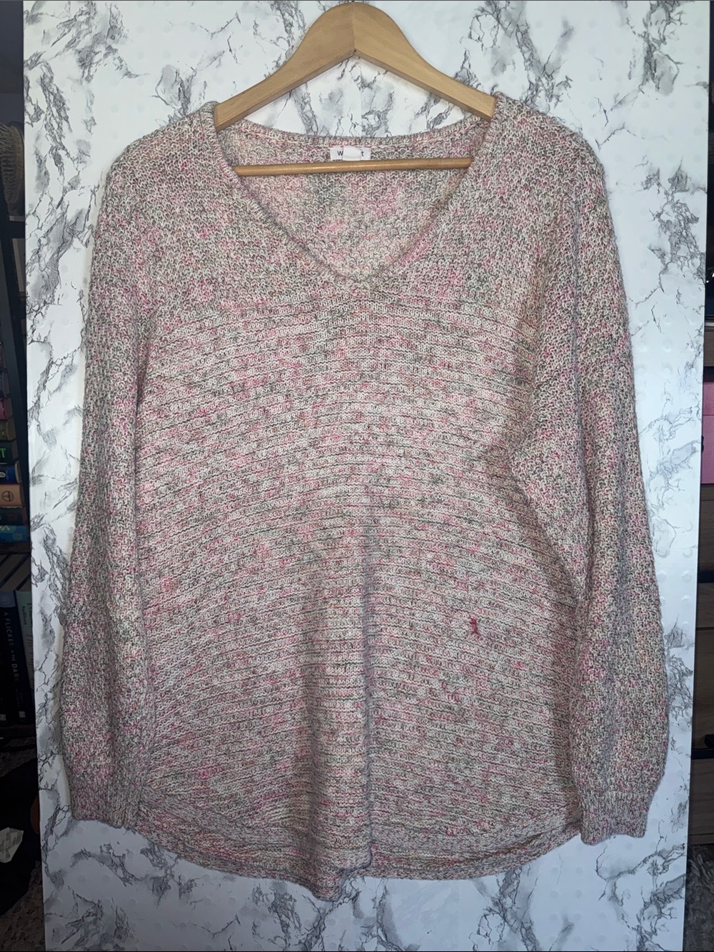 Westport V-Neck Sweater Pink/White Size 2X